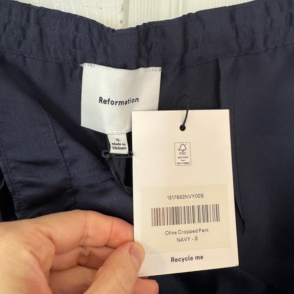 Reformation Olina Cropped Pant Blue - Size S